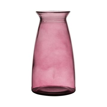 Flower vase TIBBY made of glass, pink-clear, 9"/23,5cm, Ø4.9"/12,5cm