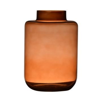 Glass vase ARANYA, orange-brown, 9"/23,5cm, Ø 6.3"/16cm