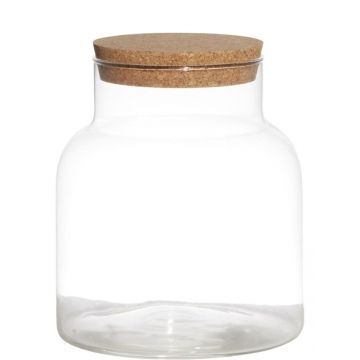 Storage glass CHERINA with cork, clear, 8"/20cm, Ø6.9"/17,5cm