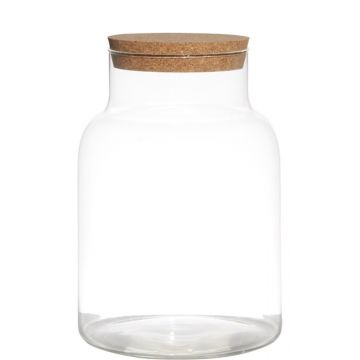 Storage glass CHERINA with cork, clear, 10"/25cm, Ø6.9"/17,5cm