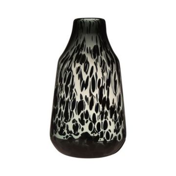 Glass bottle RUSSELL, leopard pattern, black-beige-clear, 12"/30cm, Ø 6.9"/17,5cm