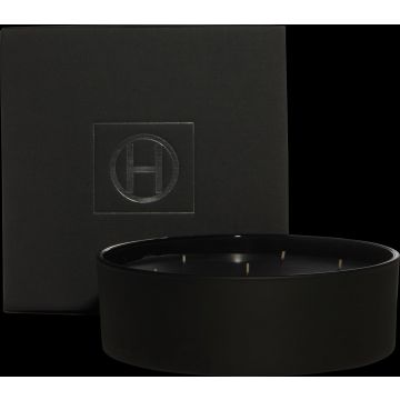 Multi-wick candle OSMARO in a glass, matt-black, 3.1"/8cm, Ø10"/25cm