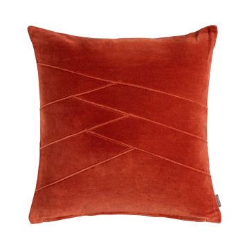 Cuddly velvet cushion NOELANI, diagonal decorative stitching, orange, 18"x18"/45x45cm
