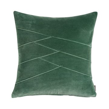 Cuddly velvet cushion NOELANI, diagonal decorative stitching, dark green, 18"x18"/45x45cm