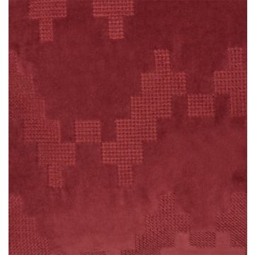 Soft velvet cushion ANJALI, burgundy, zigzag structural pattern, 18"x18"/45x45cm