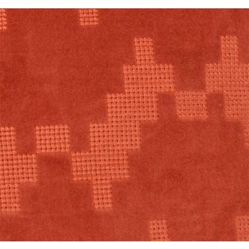 Soft velvet cushion ANJALI, orange, zigzag structural pattern, 18"x18"/45x45cm