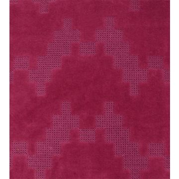 Soft velvet cushion ANJALI, magenta, zigzag structural pattern, 18"x18"/45x45cm