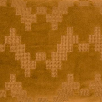 Soft velvet cushion ANJALI, mustard yellow, zigzag structural pattern, 20"x12"/50x30cm