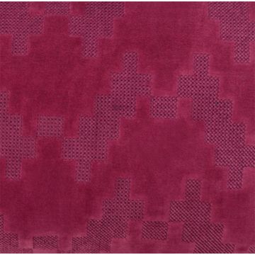 Soft velvet cushion ANJALI, magenta, zigzag structural pattern, 20"x12"/50x30cm