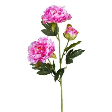 Artificial peony branch SLORMEK, cerise, 26"/65cm