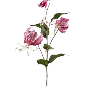 Artificial gloriosa branch LISUPY, dark pink-gold, 31"/80cm