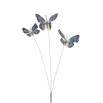 Decorative branch with butterflies TARANEH, spike, blue-pink, 24"/60 cm