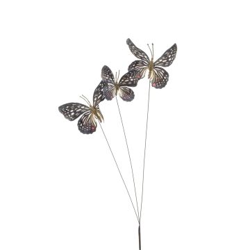 Decorative branch with butterflies TARANEH, spike, grey-red, 24"/60 cm