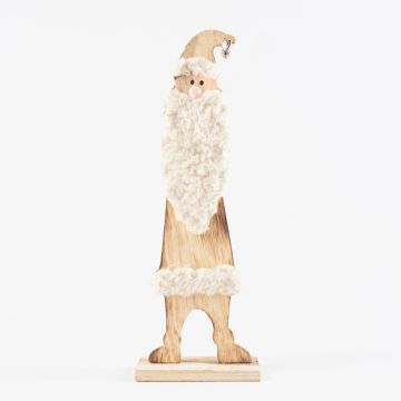 Wooden Father Christmas BERTUS with little bell, beige-brown, 10x6x30cm
