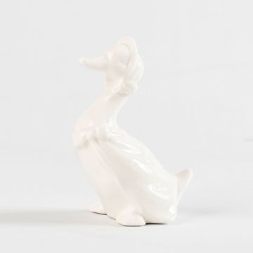 Porcelain duck DUCKI with hat and a cape with bow, white, 5x5x9cm