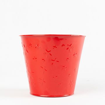 Zinc pot STARMY with star punching, red, 15cm, Ø16cm
