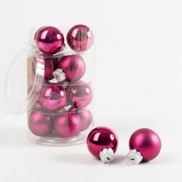 16 glass Christmas balls OLWEN, pink, Ø3,5cm