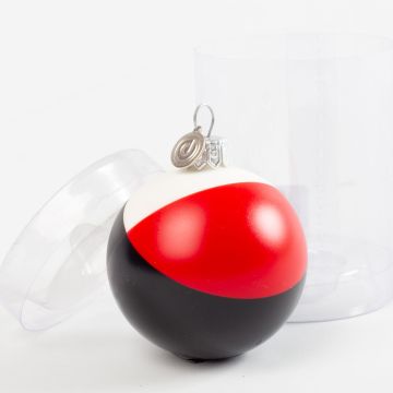 Glass christmas ball ZANE, lines, black-red-white, Ø7cm