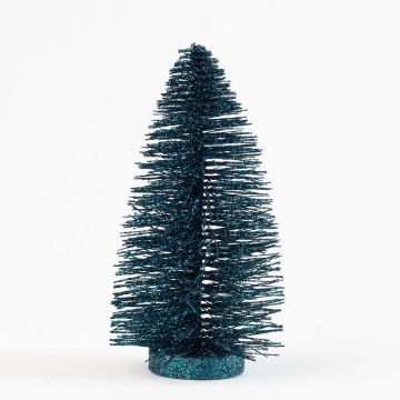 Deco fir tree PINELLA, glitter, turquoise, 22cm, Ø12cm