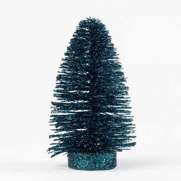 Deco fir tree PINELLA, glitter, turquoise, 14cm, Ø8cm