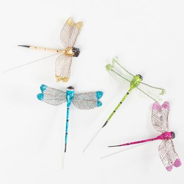 Dragonfly plug SASSO, glitter, coloured, 9,5x9cm - colour cannot be selected!