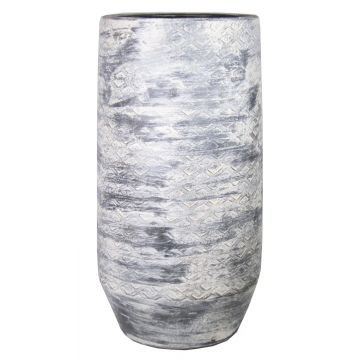 Flower vase MAIVIN made of ceramics, diamond pattern, grey, 20"/50 cm, Ø 9"/24 cm