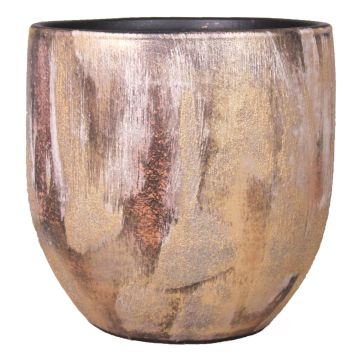 Ceramic flower pot AETIOS, colour gradient, gold-brown, 9"/24 cm, Ø 9"/24 cm