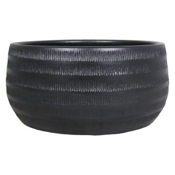 Ceramic bowl TIAM with grooves, black-matt, 5.5"/14 cm, Ø 12"/29 cm