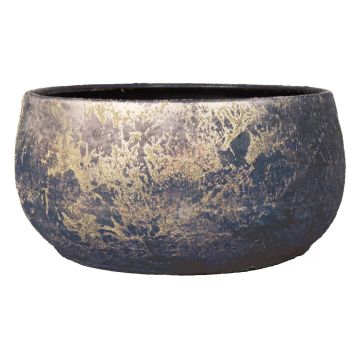 Vintage ceramic planter MAGO, washed effect, gold, 5.5"/14 cm, Ø 12"/29 cm