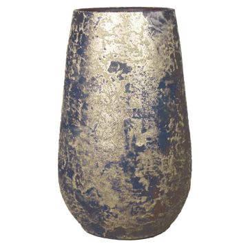 Vintage planter vase MAGO made of ceramic, washed effect look, gold, 12"/30 cm, Ø 7.5"/19cm