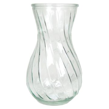 Glass vase CARMILLA with twisted grooves, transparent, 8.7"/22 cm, Ø 5"/13 cm
