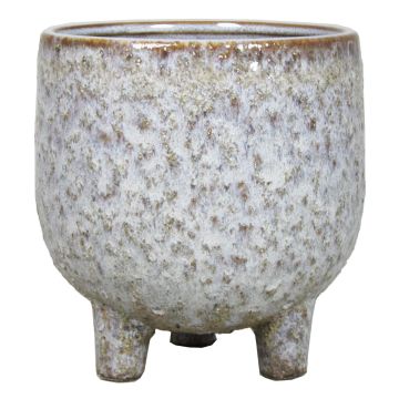 Ceramic plant pot NOREEN, speckled, on feet, grey-brown, 4.1"/10,5 cm, Ø 4.3"/11 cm