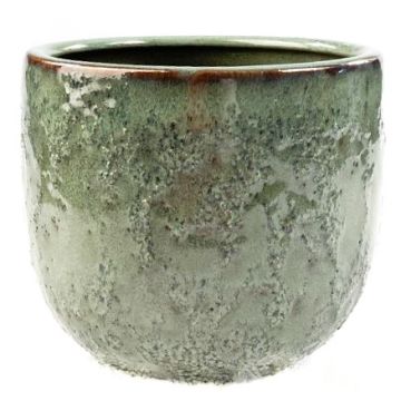 Ceramic plant pot NOREEN, speckled, turquoise-brown, 3.7"/9,5 cm, Ø 4.1"/10,5 cm