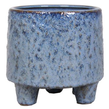 Ceramic plant pot NOREEN, speckled, on feet, blue-brown, 5.4"/13,8 cm, Ø 5.5"/14 cm