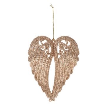 Acrylic ornament Angel wings FASITA, glitter, gold, 6"/15cm