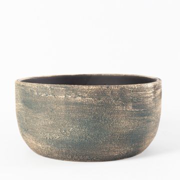 Ceramic flower bowl AETIOS, colour gradient, blue-gold, 5"/13cm, Ø11"/28cm