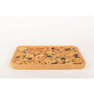 Rectangular cork tray FUENTES made of agglomerated cork, natural-black, 17"x11"x1.2"/43x28x3cm