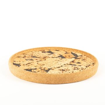 Round cork tray FUENTES made of agglomerated cork, natural-black, 1.2"/3cm, Ø11"/29cm