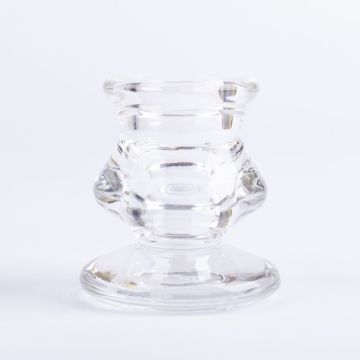 Glass candlestick for tapered candles, clear, 2.4"/6cm, Ø2"/5cm