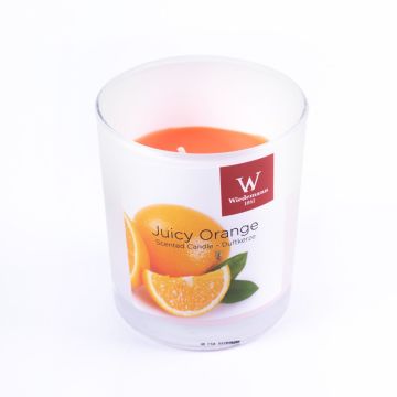 Scented candle ASTRID in glass, Juicy Orange, orange, 3.1"/7,9cm, Ø2.8"/7,1cm, 28h