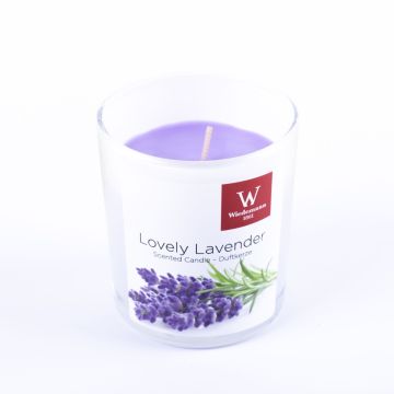 Scented candle ASTRID in glass, Lovely Lavender, violet, 3.1"/7,9cm, Ø2.8"/7,1cm, 28h
