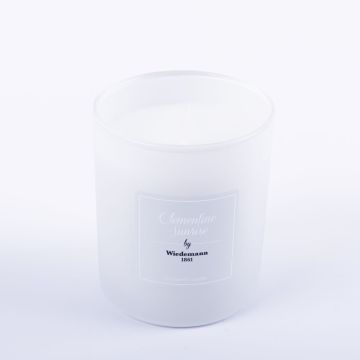 Scented candle MIREYA in glass, Clementine Sunrise, white, 3.7"/9,3cm, Ø3.1"/7,9cm, 35h