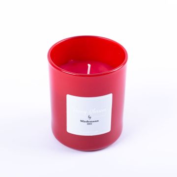 Scented candle MIREYA in glass, Honey Blossom, red, 3.7"/9,3cm, Ø3.1"/7,9cm, 35h