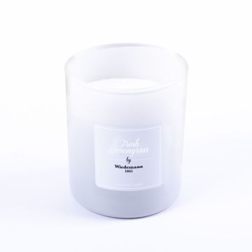 Scented candle MIREYA in glass, Fresh Lemongrass, white, 3.7"/9,3cm, Ø3.1"/7,9cm, 35h