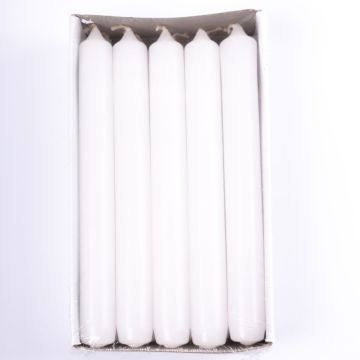 Set of 10 candlesticks / Taper candle CHARLOTTE, white, 7.3"/18,5cm, Ø 0.8"/2,1cm, 6,5h - Made in Germany