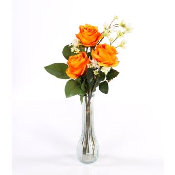 Artificial bouquet of roses SIMONY, orange, 18"/45cm, Ø 8"/20cm