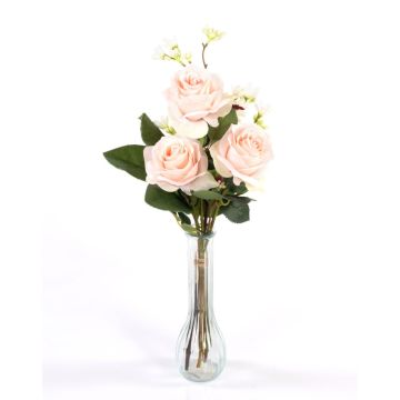 Artificial bouquet of roses SIMONY, light pink, 18"/45cm, Ø 8"/20cm