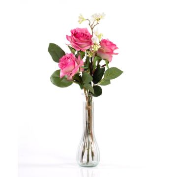 Artificial bouquet of roses SIMONY, pink, 18"/45cm, Ø 8"/20cm