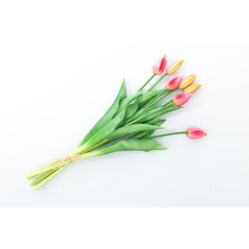 Artificial bouquet of tulips LONA, pink-green, 18"/45cm, Ø 8"/20cm