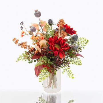 Artificial fall bouquet HELENA sunflower, red, 16"/40cm, Ø14"/35cm